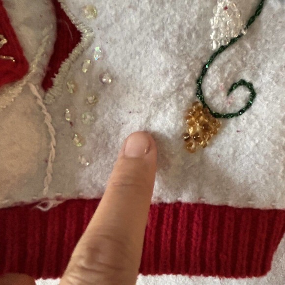Vintage Ugly Christmas Holiday Sweater cardigan Large PETITE Full Zip Snowman - Picture 8 of 16